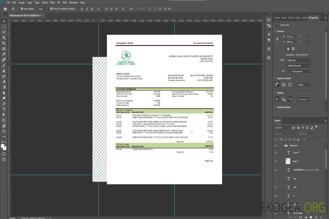 Modèle de relevé bancaire de Mauritanie Chinguitty au format Word et PDF template Modèle de relevé bancaire de Mauritanie Chinguitty au format Word et PDF template